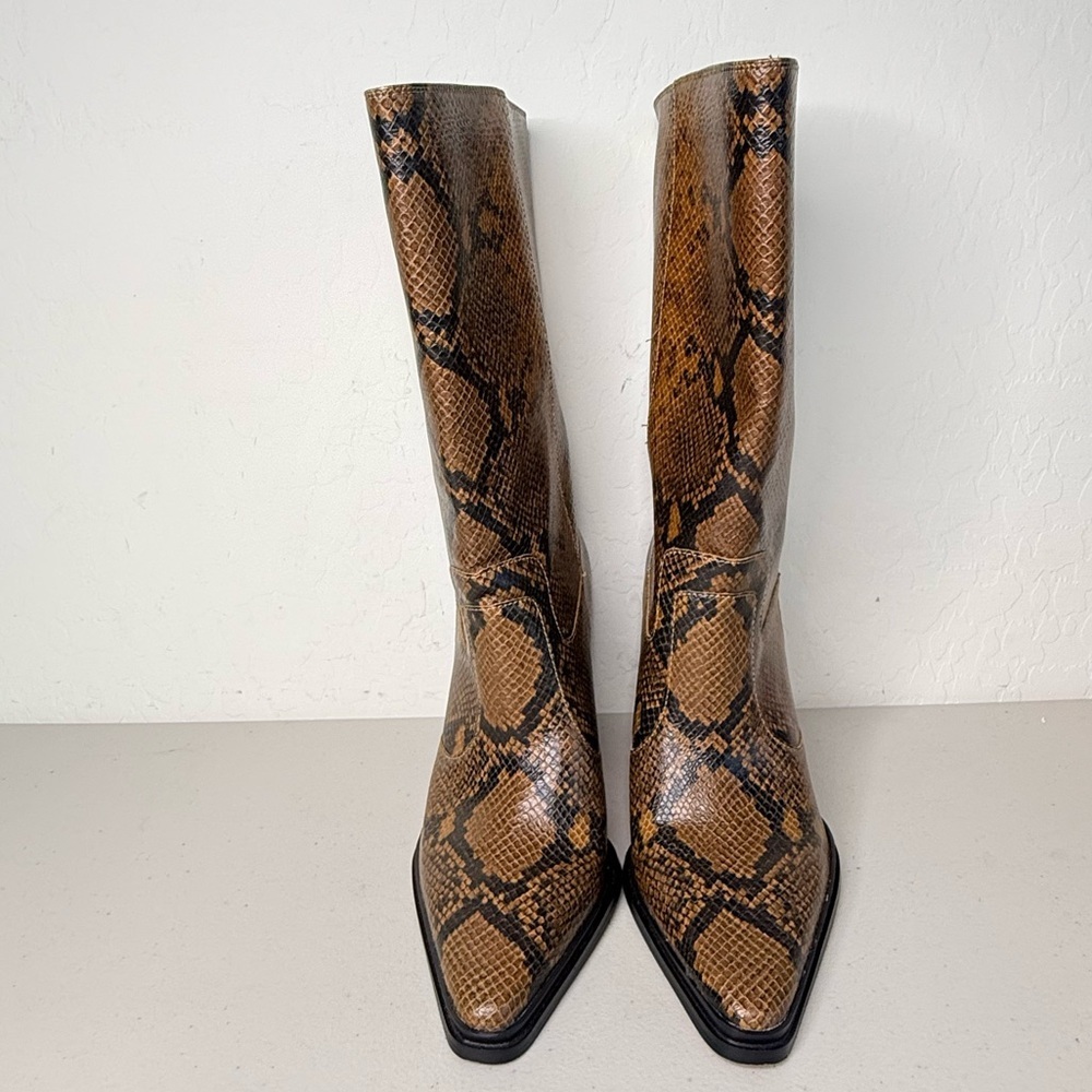 New Franco Sarto Jaxon Snake Print 1/4 Zip Mid-Calf Boot Size 10 - Picture 5 of 11